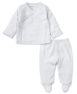 Blue Kissy Pointelle Cross Tee and Pant Set