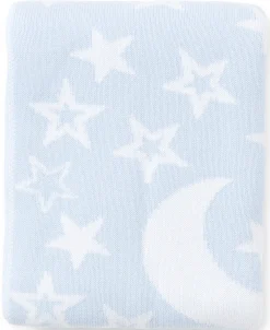 Blue Moon and Star Knit Novelty Blanket