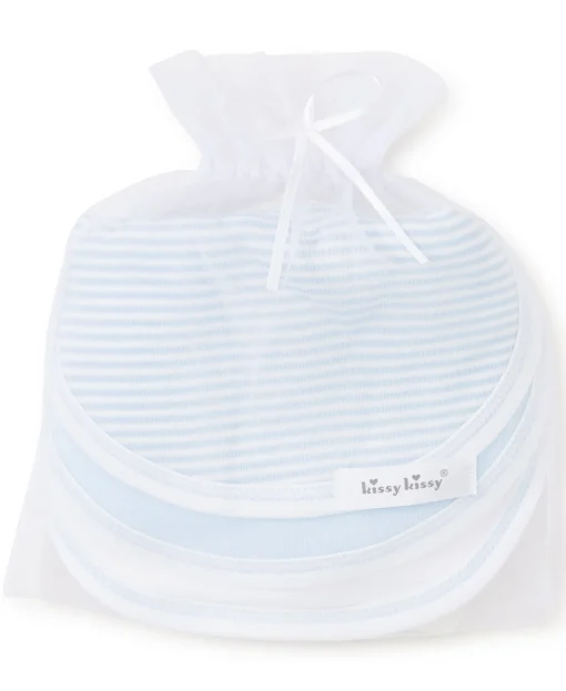 Blue Stripe 3 Pack Bib Set w/ Tulle Bag