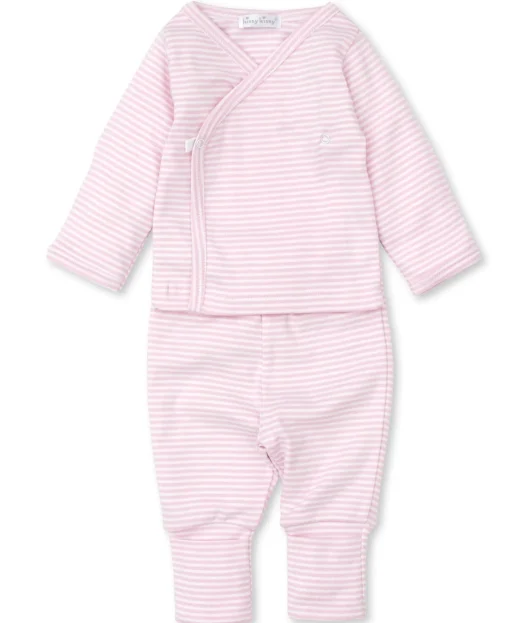 Classic Rib Pink Stripe Footed Pant Set