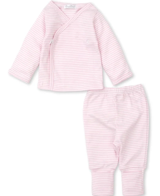 Classic Rib Pink Stripe Footed Pant Set