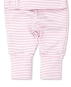 Classic Rib Pink Stripe Footed Pant Set