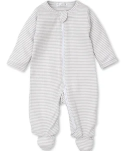 Classic Rib Silver Stripe Zip Footie