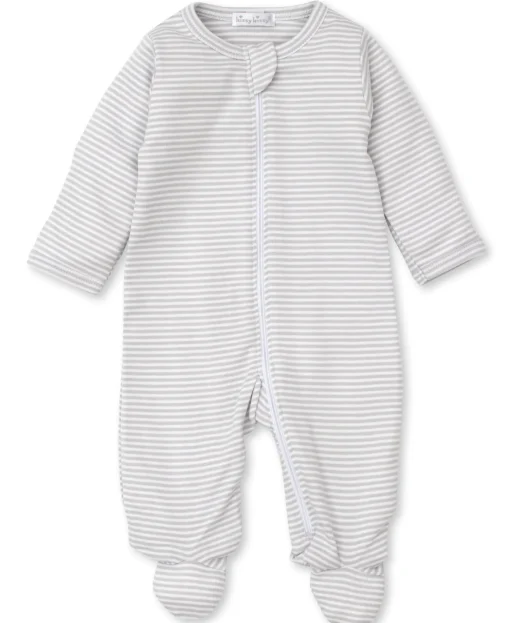 Classic Rib Silver Stripe Zip Footie