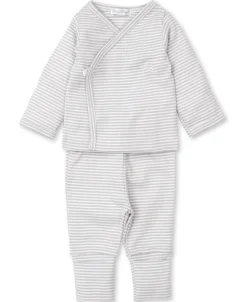 Classic Rib Silver Stripe Footed Pant Set