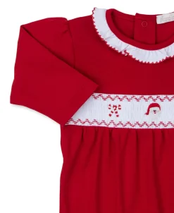 CLB Holiday Medley 24 Red Hand Smocked Santa Footie