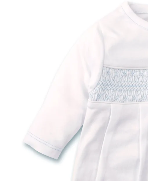 Hand Smocked CLB Charmed White/Blue Sack Gown