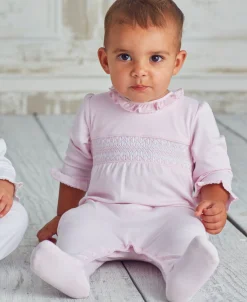 Hand Smocked CLB Charmed Pink Footie