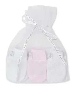 Kissy Dots 3 Pack Pink Mittens Set w/ Tulle Bag