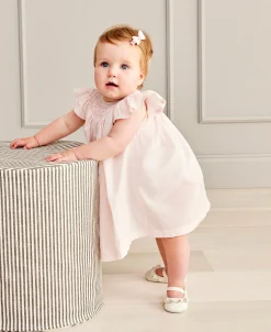 Kissy Elegance Pink Hand Smocked Woven Dress