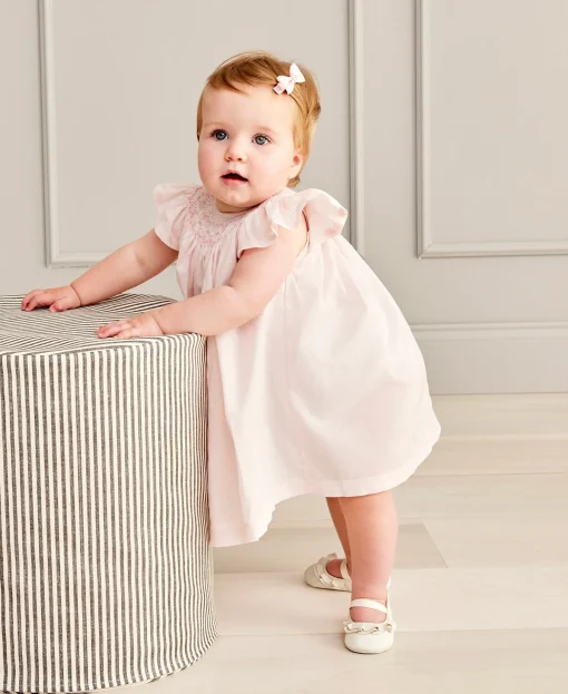 Kissy Elegance Pink Hand Smocked Woven Dress