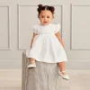 Kissy Elegance White Hand Smocked Woven Dress