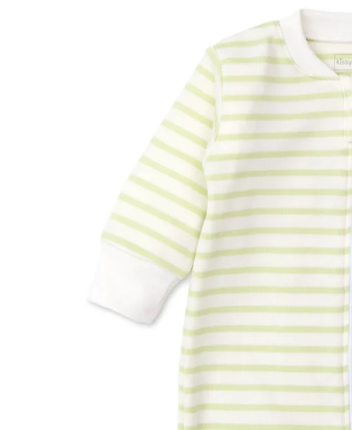 Kissy Love Basics Green Stripes Zip Footie