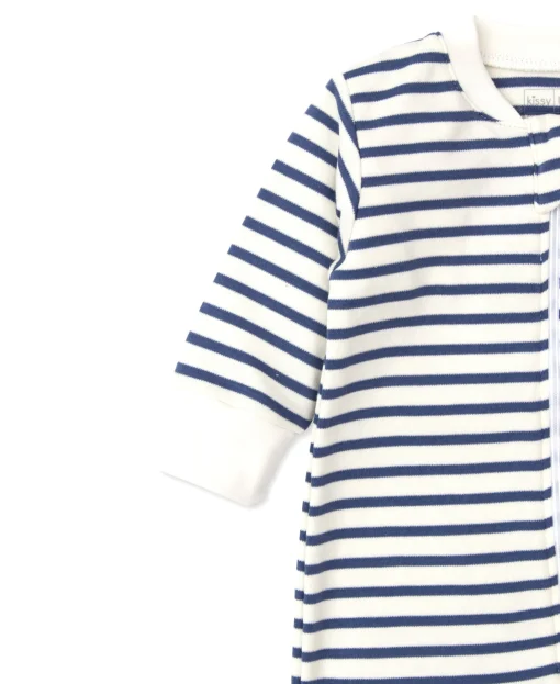 Kissy Love Basics Navy Stripes Zip Footie