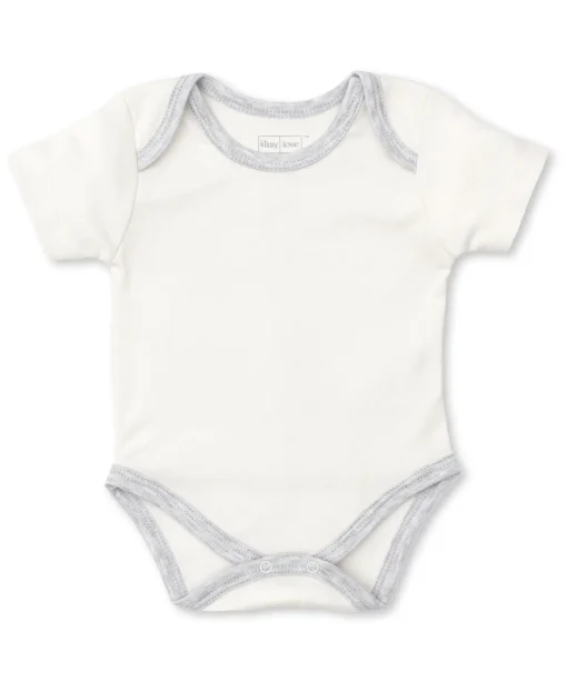 Kissy Love Basics Short Sleeve Cream/Grey Bodysuit
