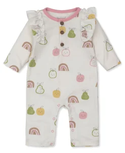 Kissy Love Pears and Rainbows Playsuit (0-3M)
