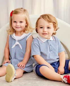 Navy Stripe Dress Set