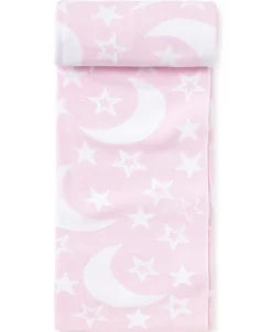 Pink Moon and Star Knit Novelty Blanket