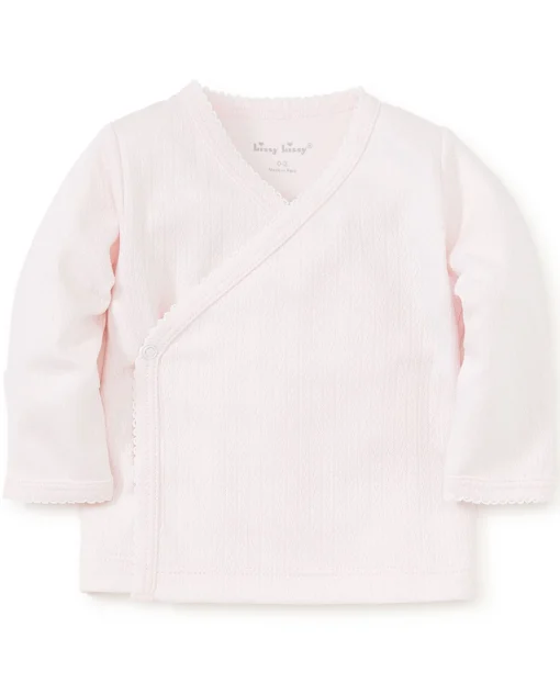 Pink Pointelle Long Sleeve Cross Tee