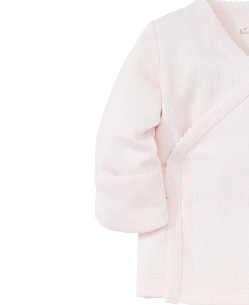 Pink Pointelle Long Sleeve Cross Tee