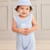 Whale Wonder Blue Stripe Terry Sleeveless Playsuit