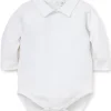 White Kissy Basics Long Sleeve Collar Bodysuit