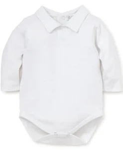 White Kissy Basics Long Sleeve Collar Bodysuit