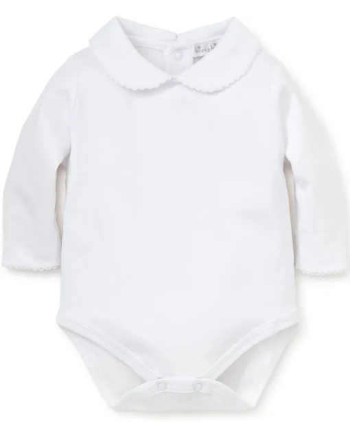 White Kissy Basics L/S Bebe Collar Bodysuit