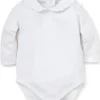White Kissy Basics Ruffle Collar Bodysuit
