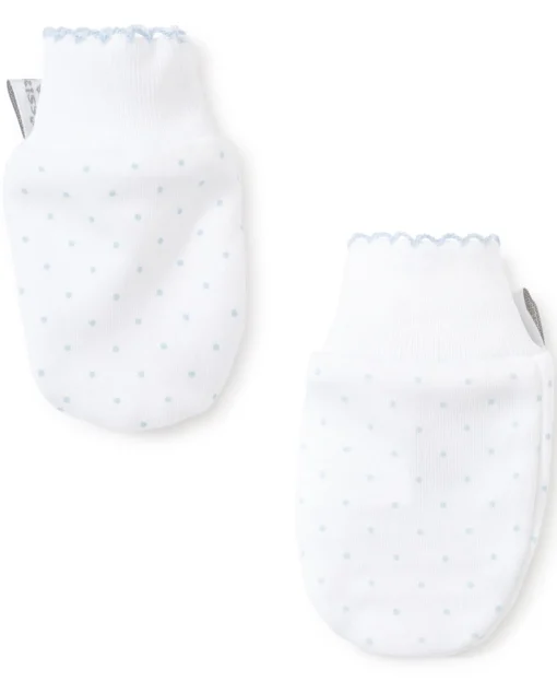 White/Blue New Kissy Dots Print Mitts