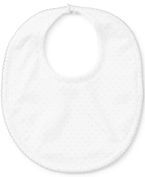 White/Silver New Kissy Dots Print Bib